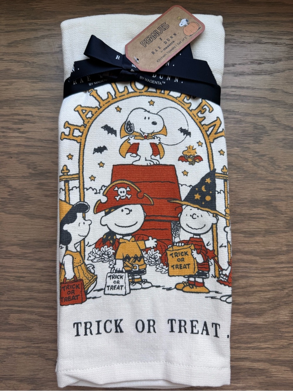 Rae Dunn x Peanuts Halloween “Trick or Treat” Set of Two Kitchen Towels